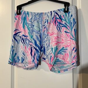 Lilly Pulitzer Pink and Blue Patterned Athletic Shorts